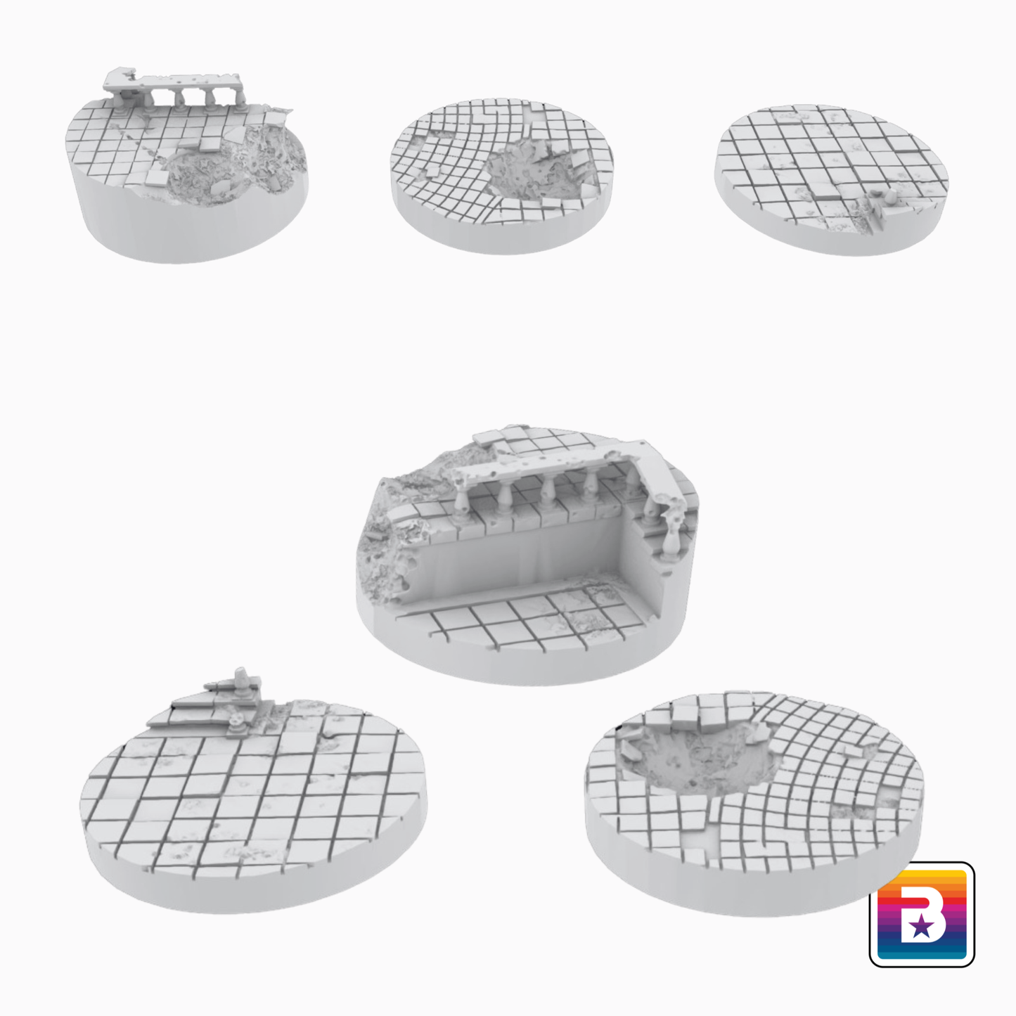40mm Round Ruined Plaza Scenic Base