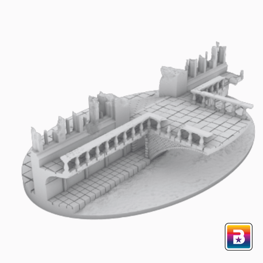 105mm Oval Ruined Plaza #3 Scenic Base