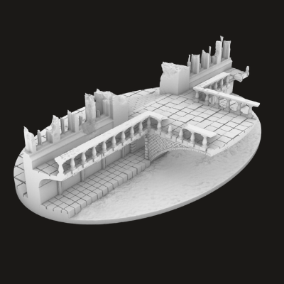 105mm Oval Ruined Plaza #3 Scenic Base
