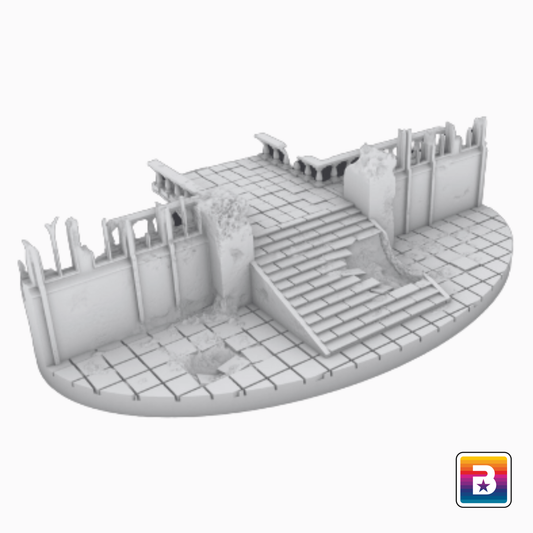 105mm Oval Ruined Plaza #3 Scenic Base