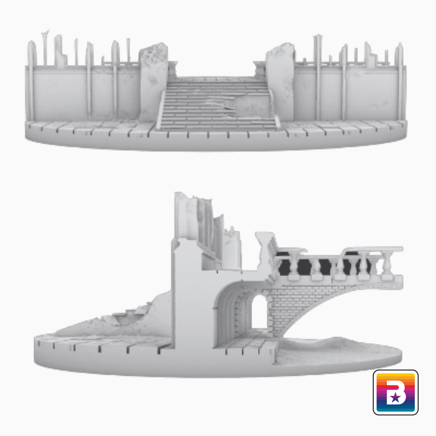 105mm Oval Ruined Plaza #3 Scenic Base