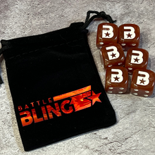 Load image into Gallery viewer, Brown Battle Bling Dice &amp; Bag Set
