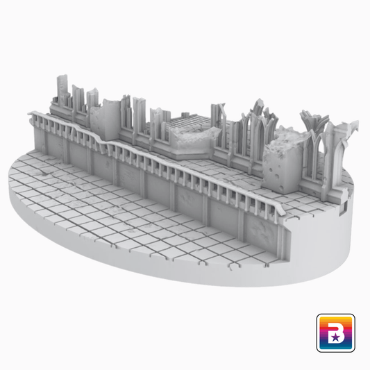 105mm Oval Ruined Plaza #2 Scenic Base