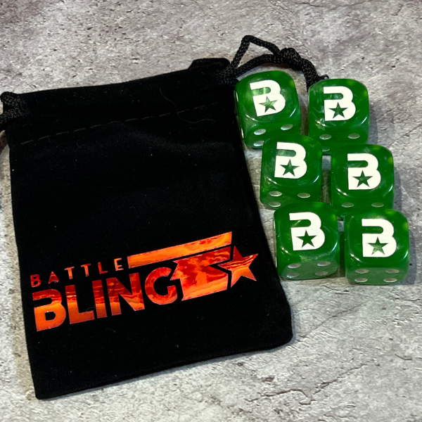 Green Battle Bling Dice & Bag Set