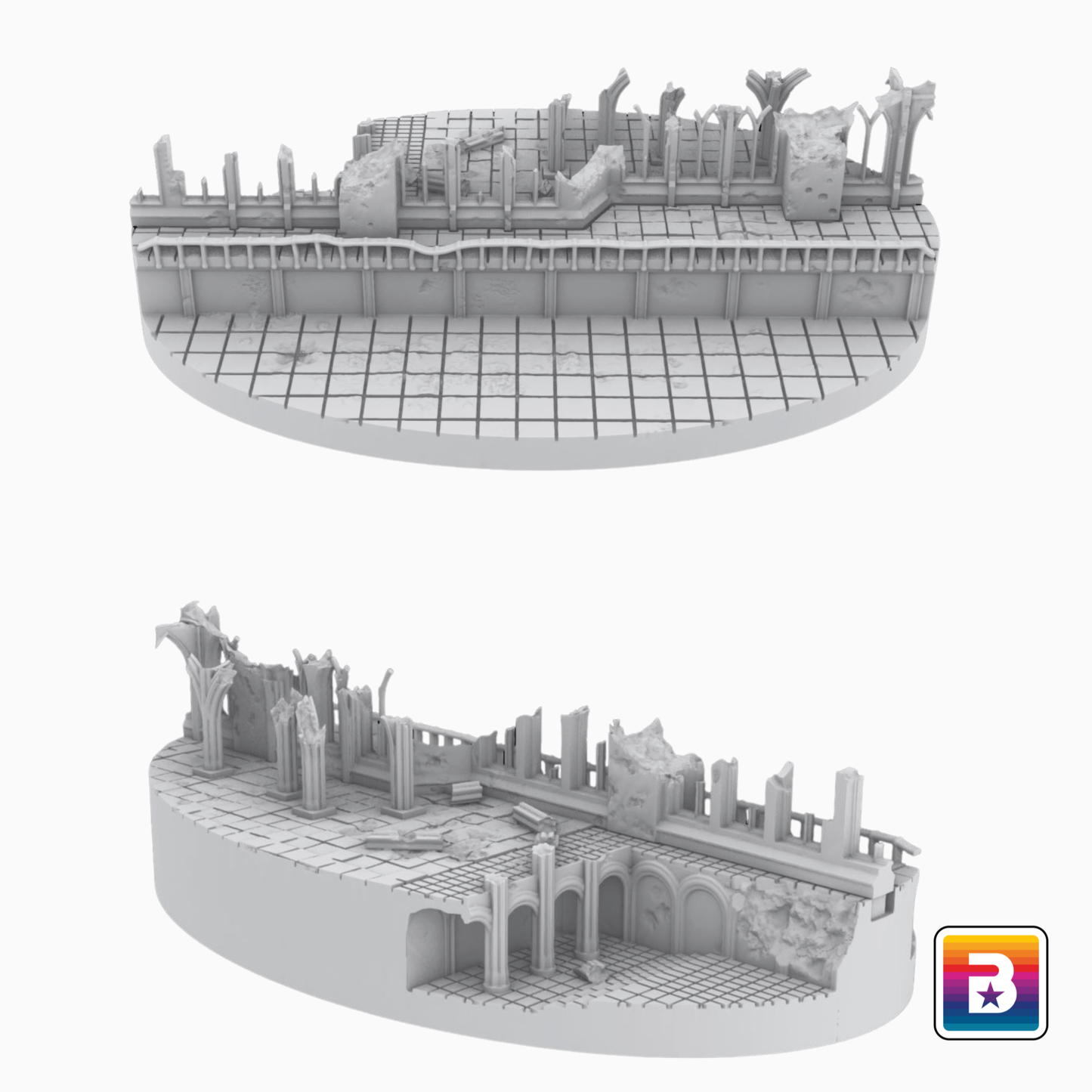 105mm Oval Ruined Plaza #2 Scenic Base