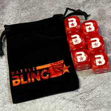 Load image into Gallery viewer, Red Battle Bling Dice &amp; Bag Set
