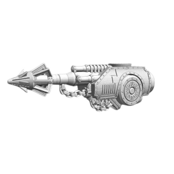 Harpoon arm weapon compatible with Adeptus Titanicus Reaver Titans