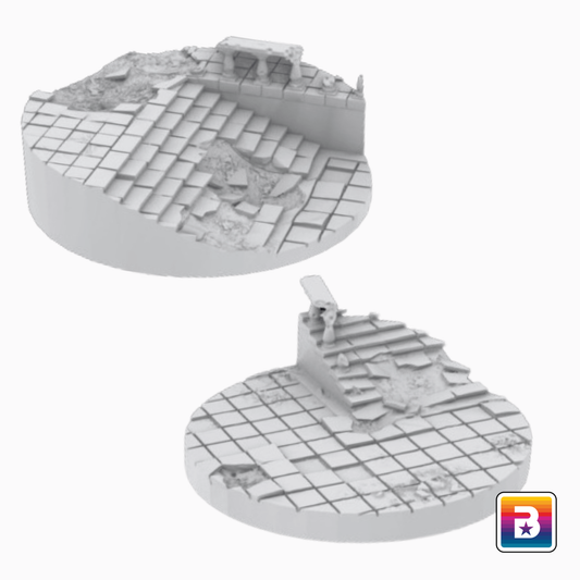 50mm Round Ruined Plaza Scenic base set (2 Bases)
