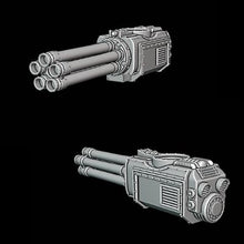 Load image into Gallery viewer, Super Gatling arm weapon compatible with Adeptus Titanicus Reaver Titans
