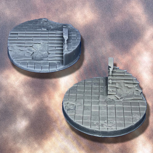 50mm Round Ruined Plaza Scenic base set (2 Bases)