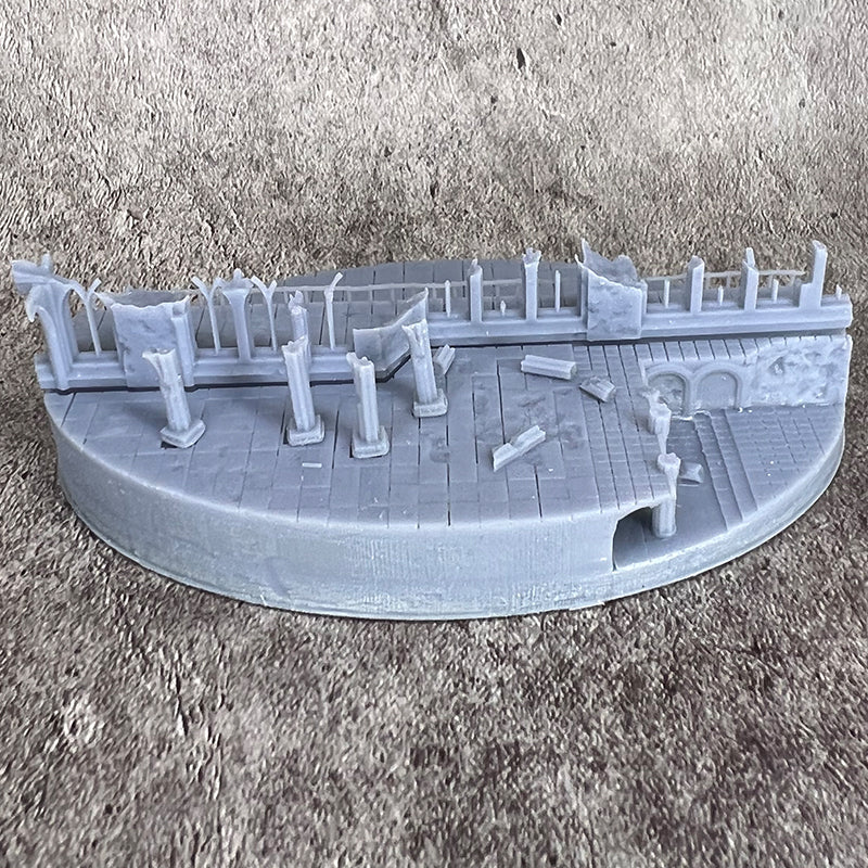 105mm Oval Ruined Plaza #2 Scenic Base