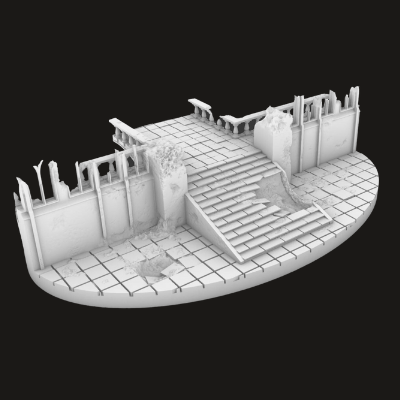 105mm Oval Ruined Plaza #3 Scenic Base